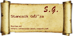 Stancsik Géza névjegykártya