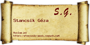 Stancsik Géza névjegykártya
